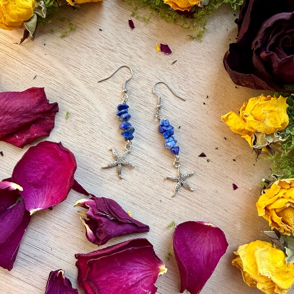 Lapis Lazuli Starfish Earrings – Wisdom, Intuition & Renewal - Picture 2 of 3